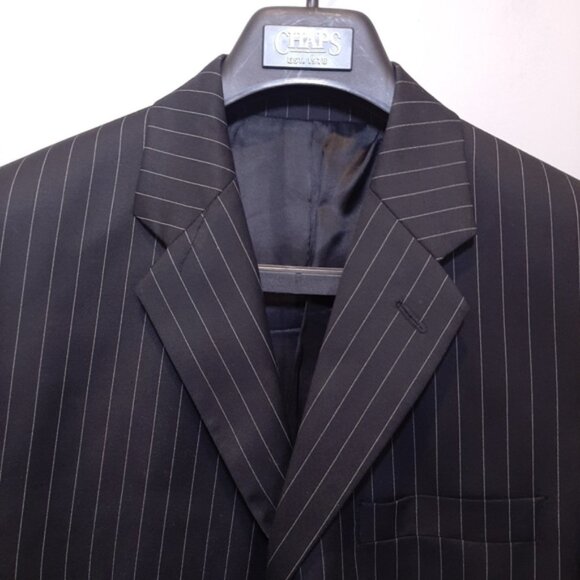 Vintage CHAPS Pinstripe Blazer Jacket Wool Suit Sport Coat Business Mens 40S - Picture 2 of 13